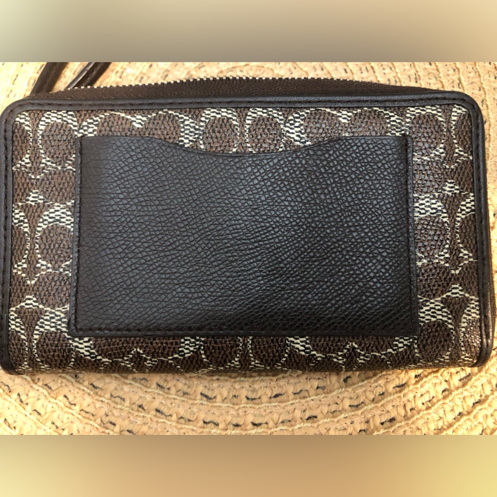 Coach Signature Brown Wristlet - Picture 3 of 5